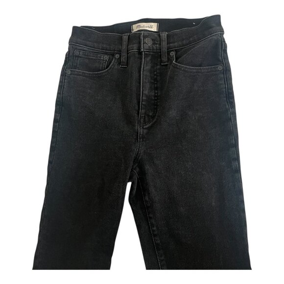 Madewell Cali Demi-Boot Jeans Black Wash Raw-Hem Edition Zipper Pockets Size 26 - Picture 6 of 7